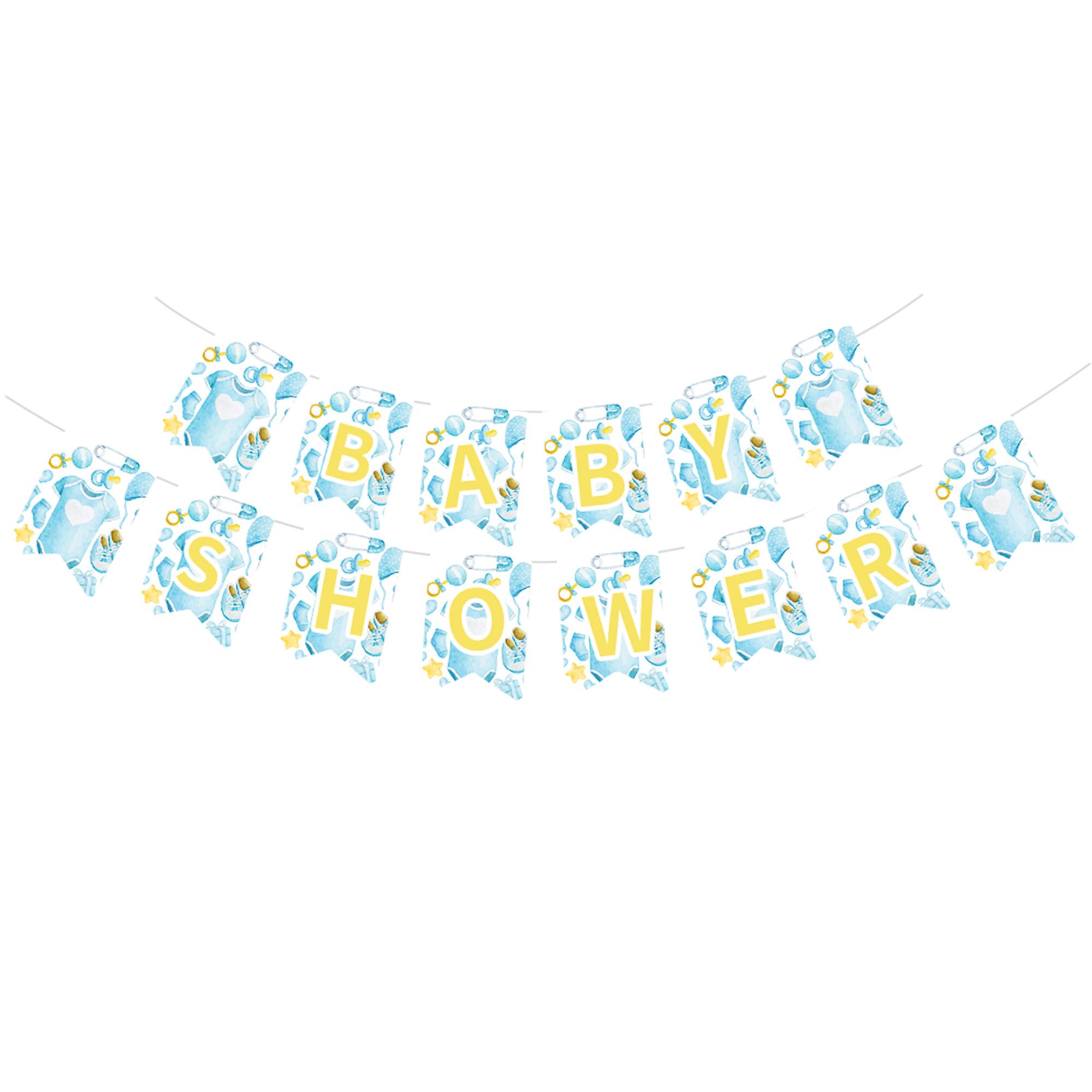 Baby Shower Theme White Background Baby Boy T-shirt Pattern Banner