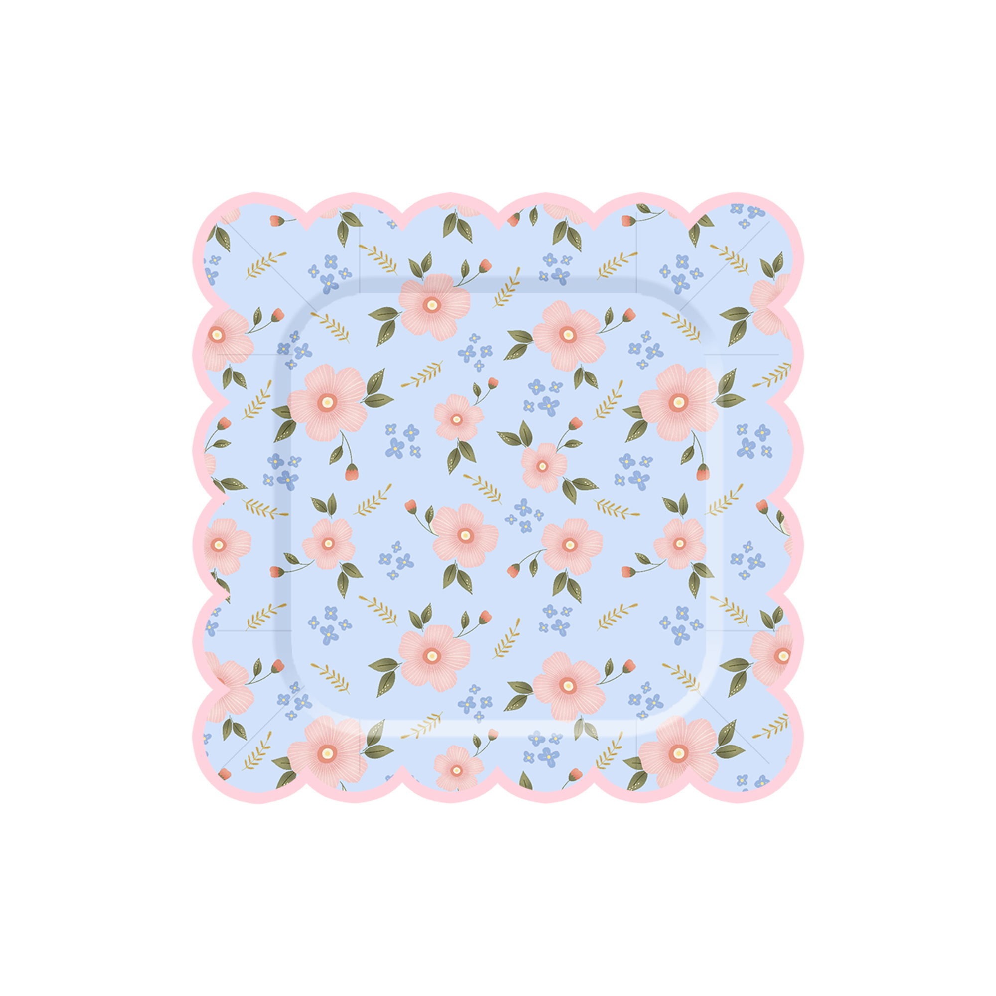 Easter Theme Light Blue Square Lace Shape Dinner Plate