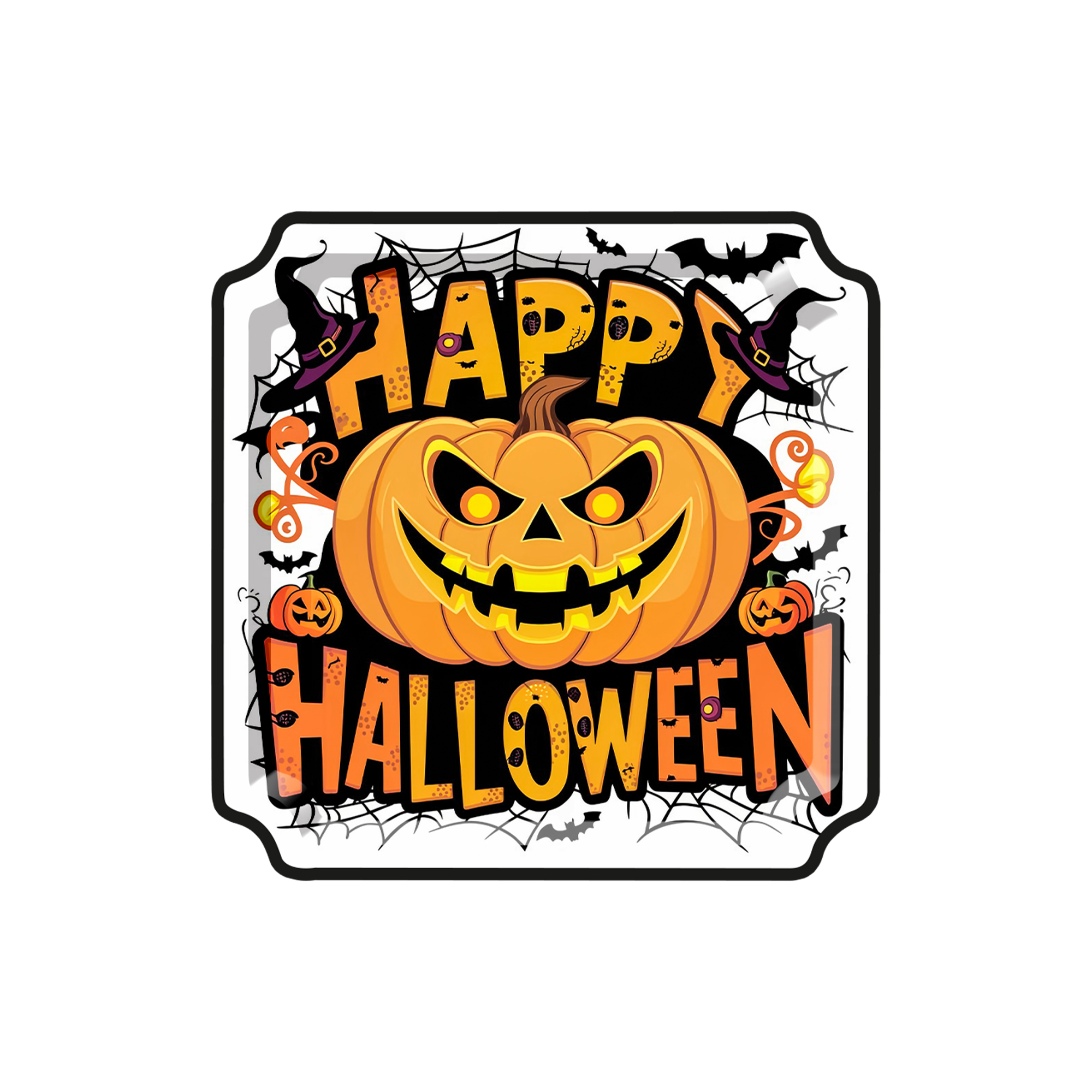 Halloween Theme White Background Pumpkin&Orange Letter Pattern 10.5 Inch Plate