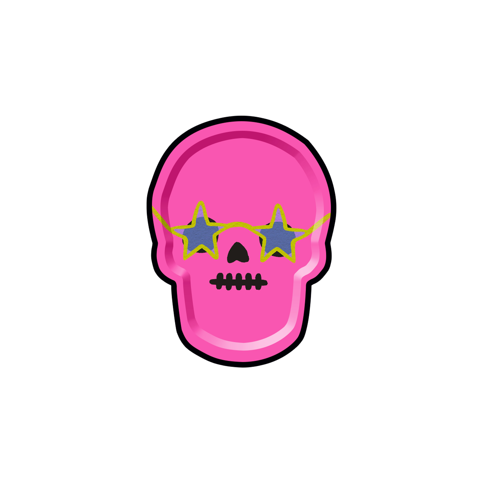 Halloween Theme Hot Pink Background Skull Shape 9 Inch Plate