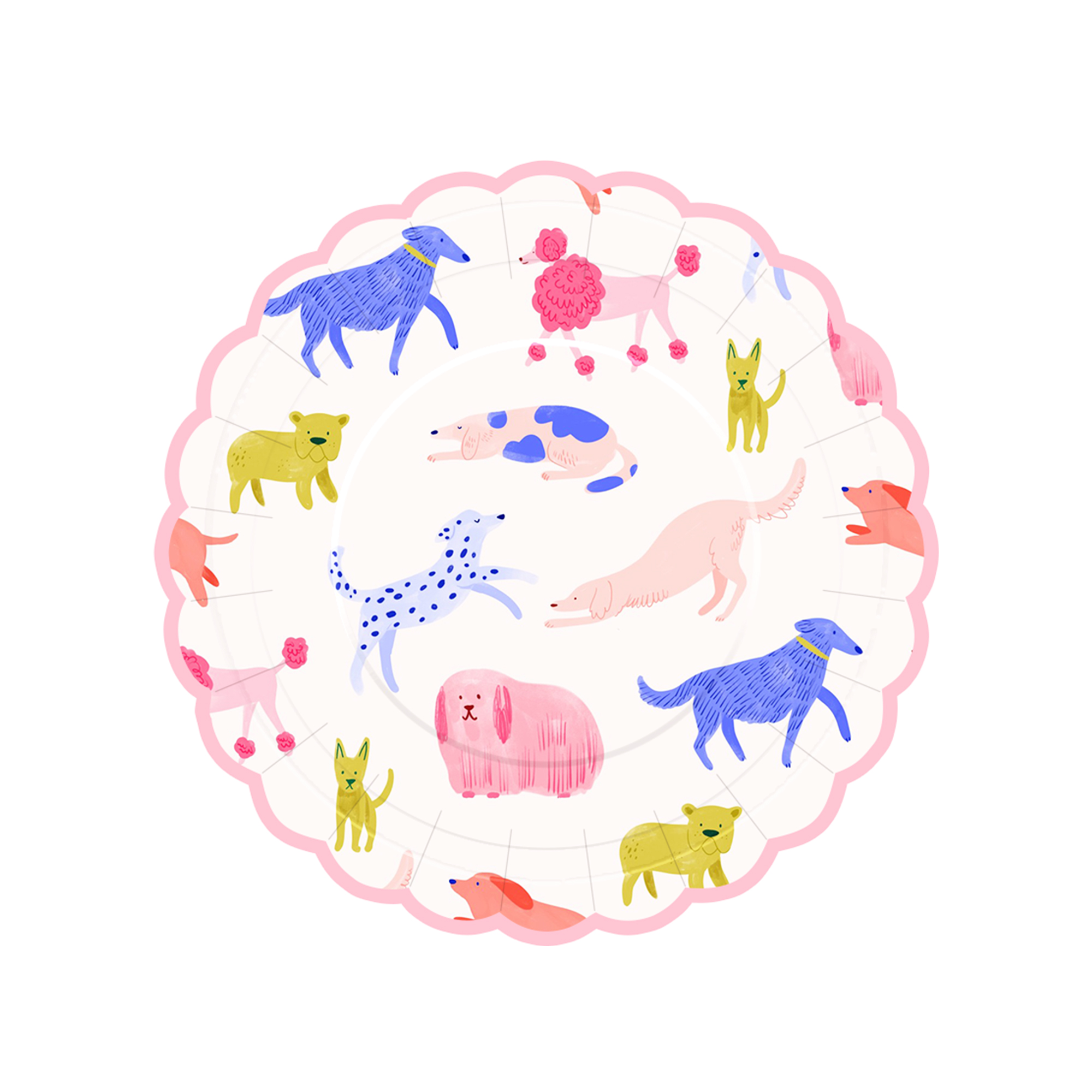 Animal Theme Beige Background Colorful Dog Pattern 9 Inch Plate
