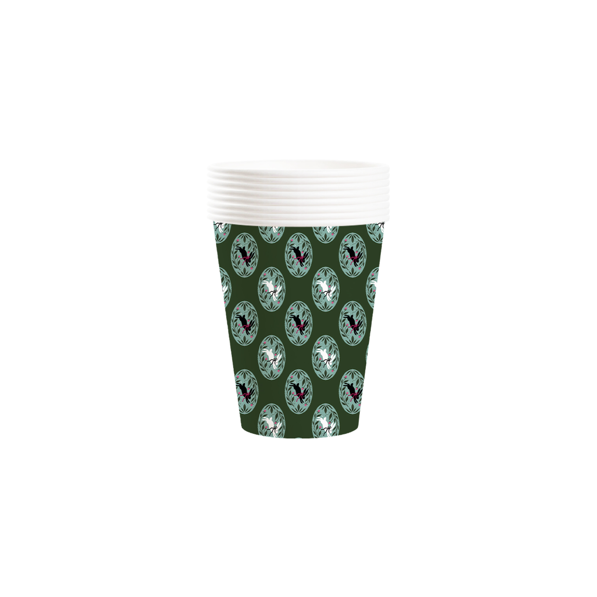 Easter Theme Mint Grayish Green with Rabbit Paper Cup