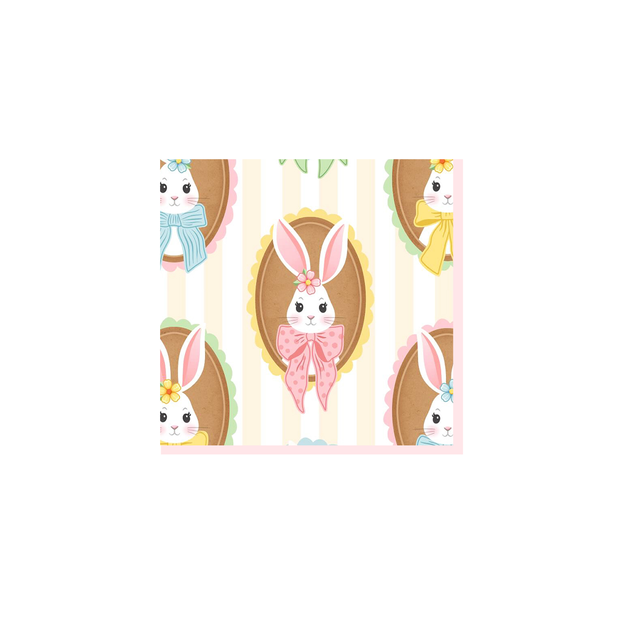 Easter Theme Stripes with Rabbit Napkin