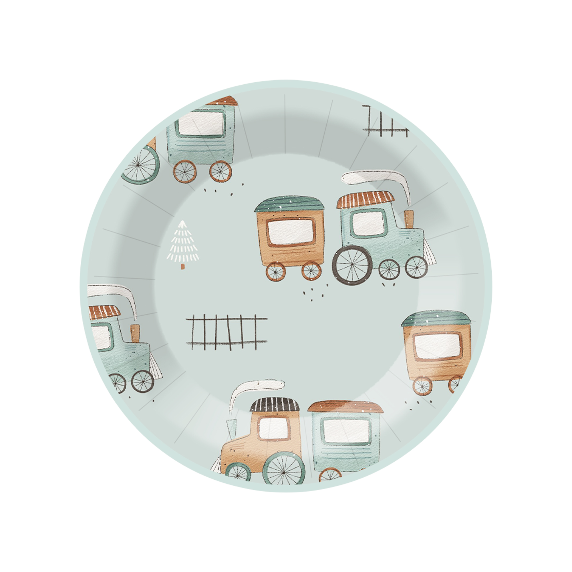 Kids Theme Grey Background Truck Pattern 9 Inch Plate