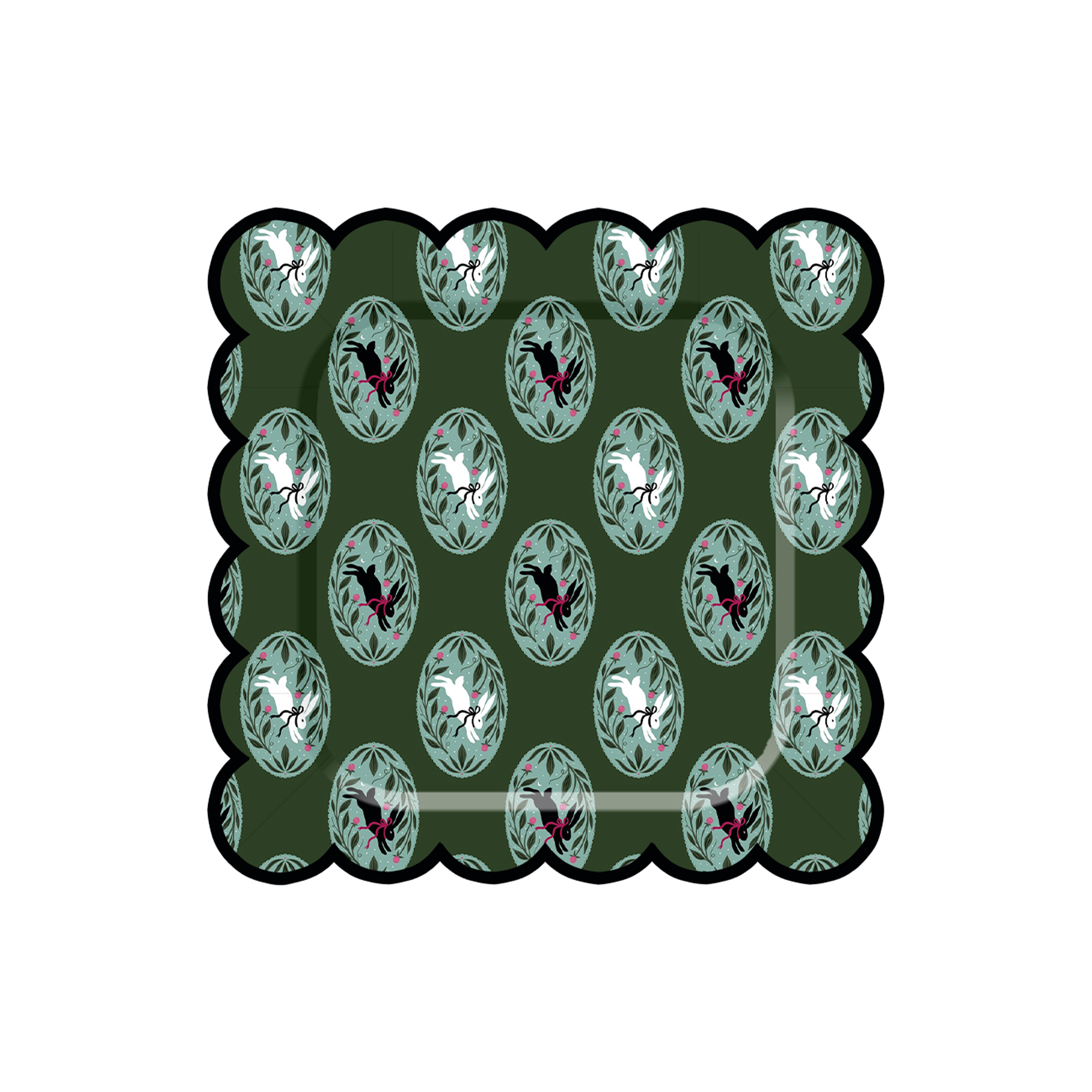 Easter Theme Mint Grayish Green Square Lace Shape Dinner Plate