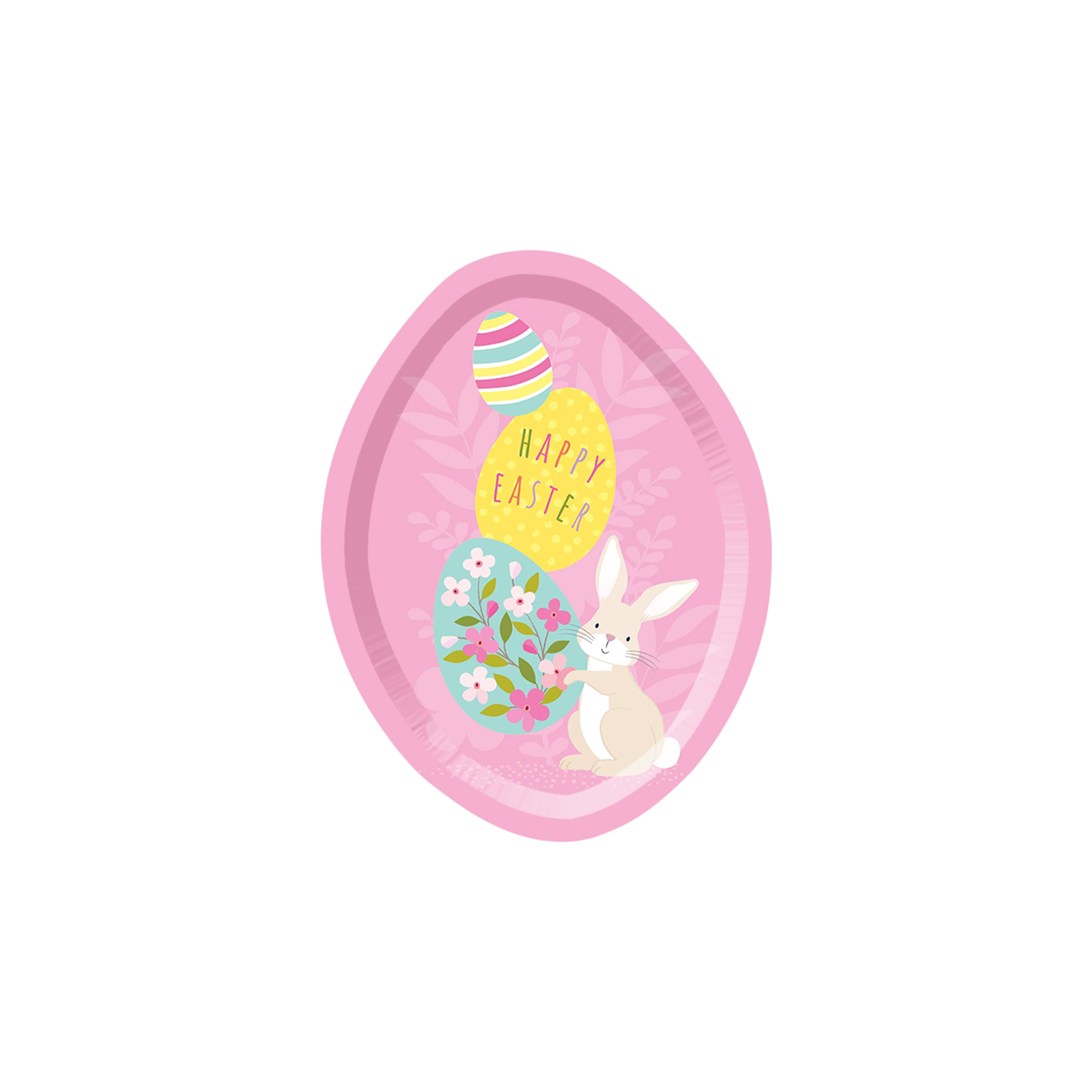 Easter Theme Pink Egg Shape with Rabbit Dessert Plate