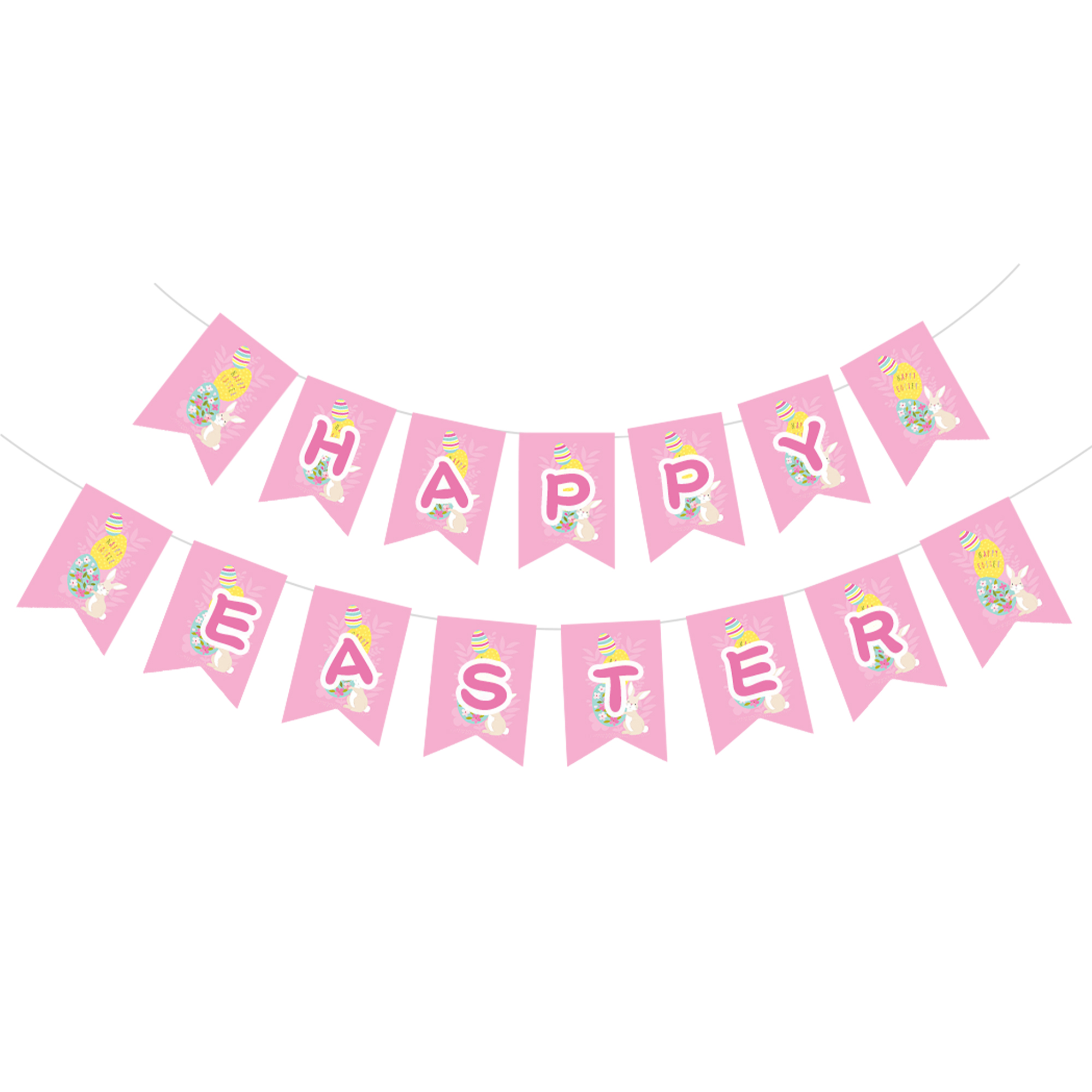 Easter Theme Pink Happy Easter Paper Banner