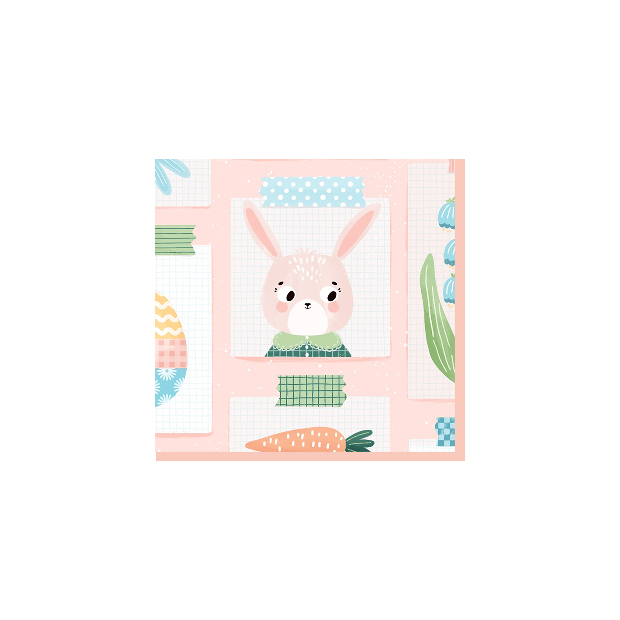 Easter Theme Nude Pink with Rabbit and Carrot Napkin