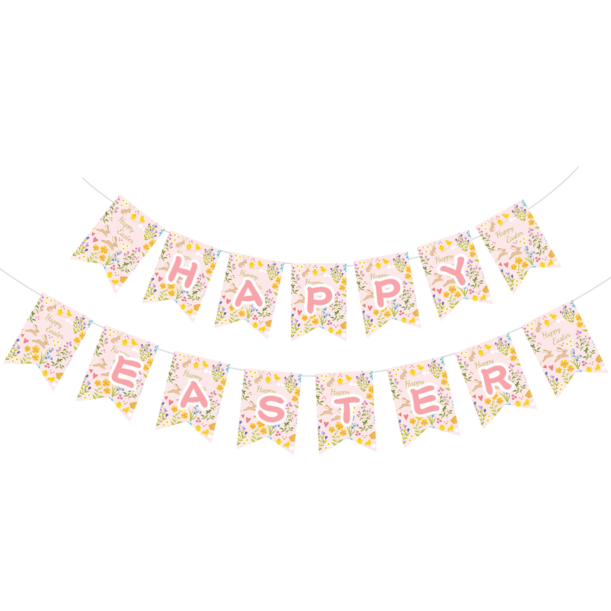 Easter Theme Pink Happy Easter Paper Banner