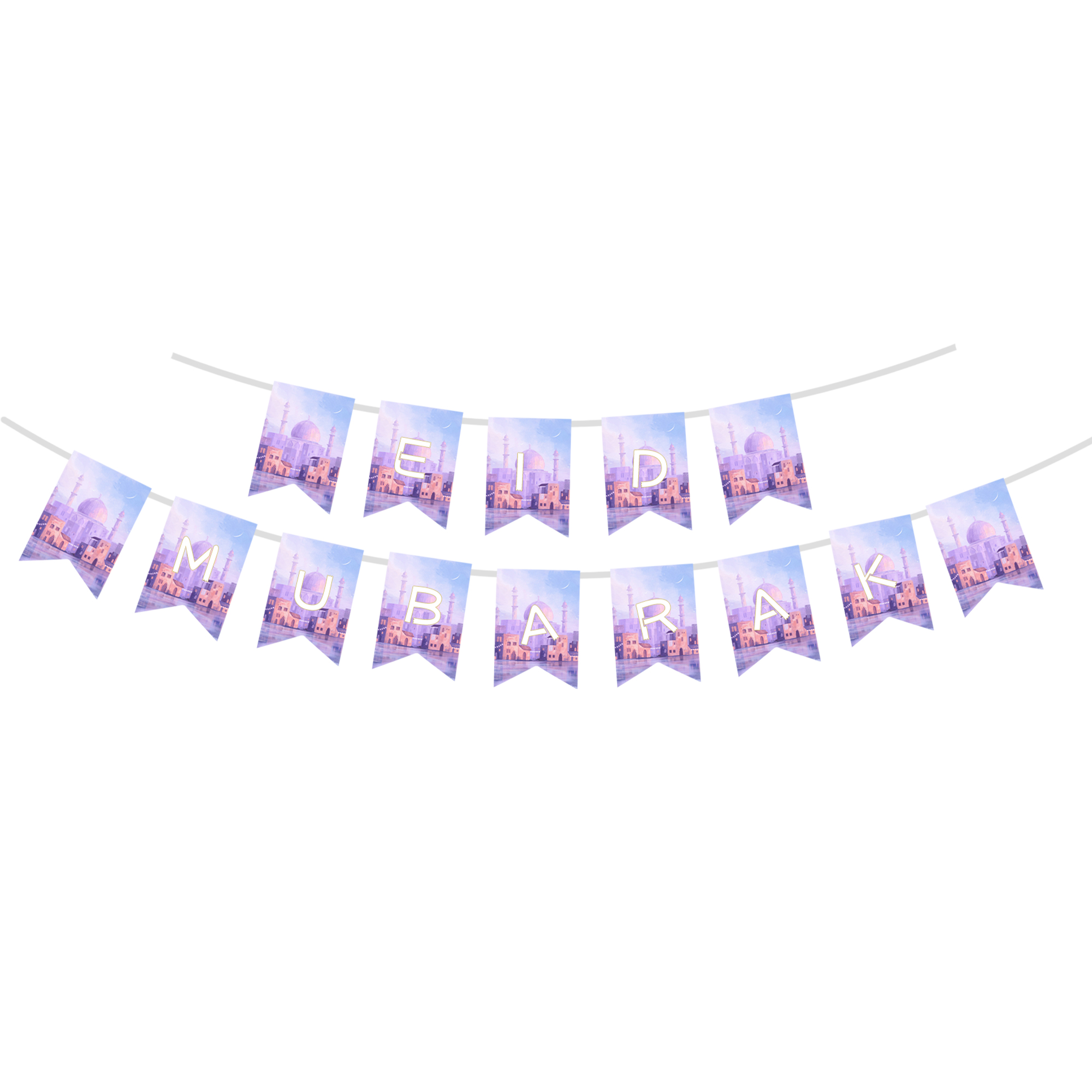 Eid Theme Purple Background Mosque Pattern Banner
