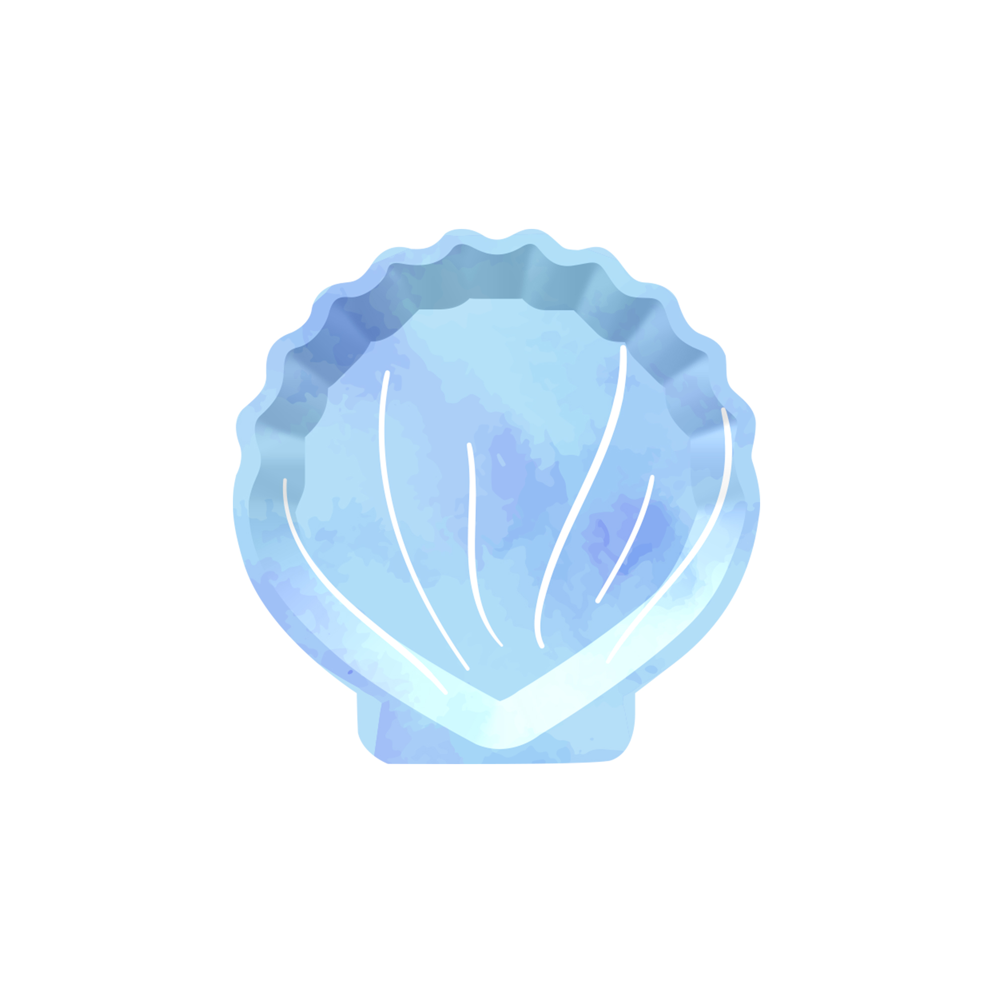 Mermaid Theme Shell Shape Light Blue Dessert Plate