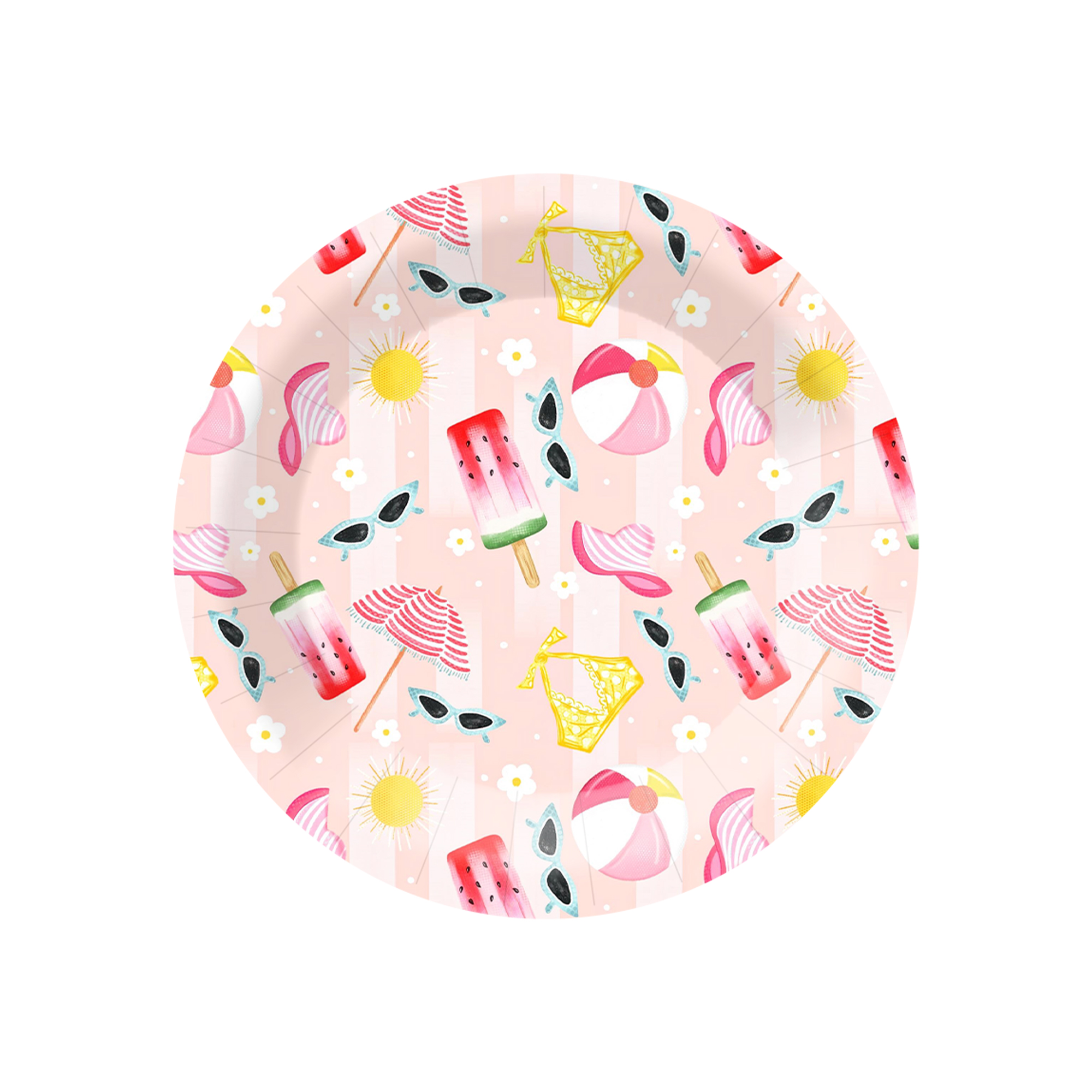 Summer Theme Pink Color Round Shape Dinner Plate