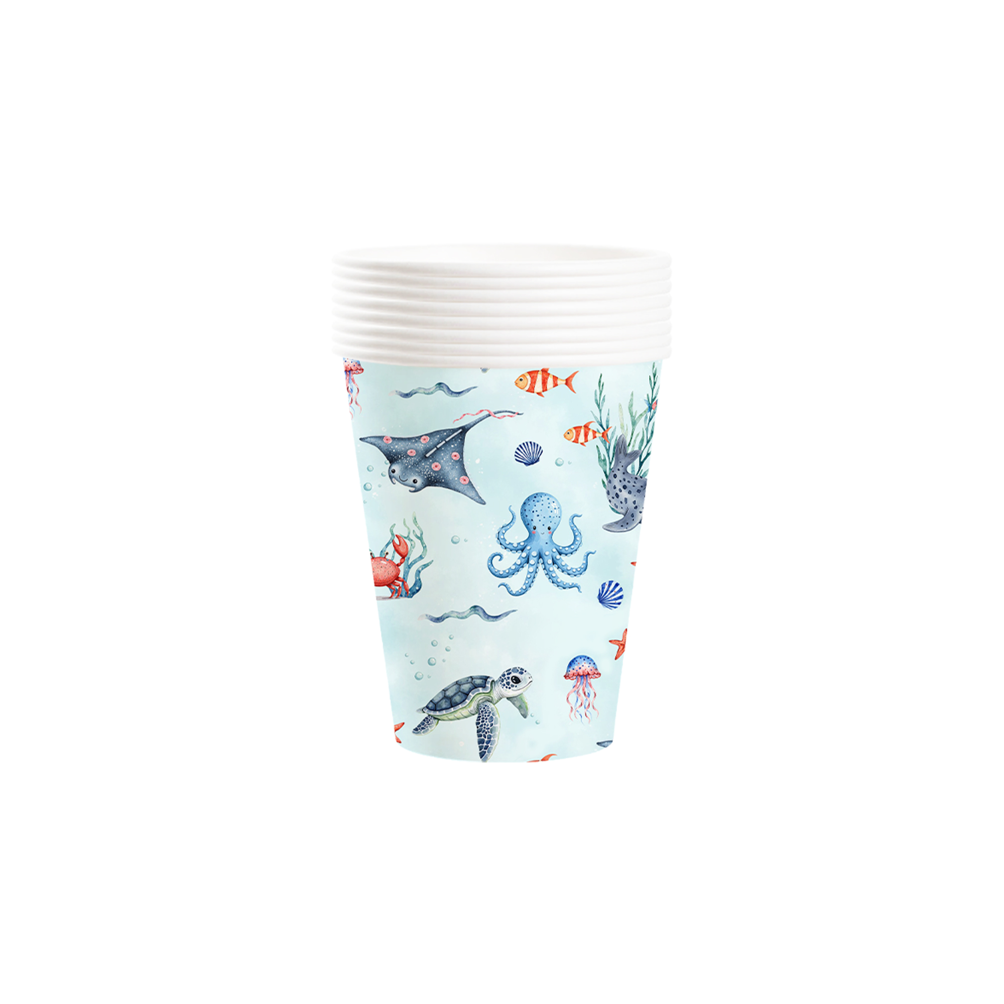 Ocean Animal Theme with Octopus Sea Turtle Paper Cup