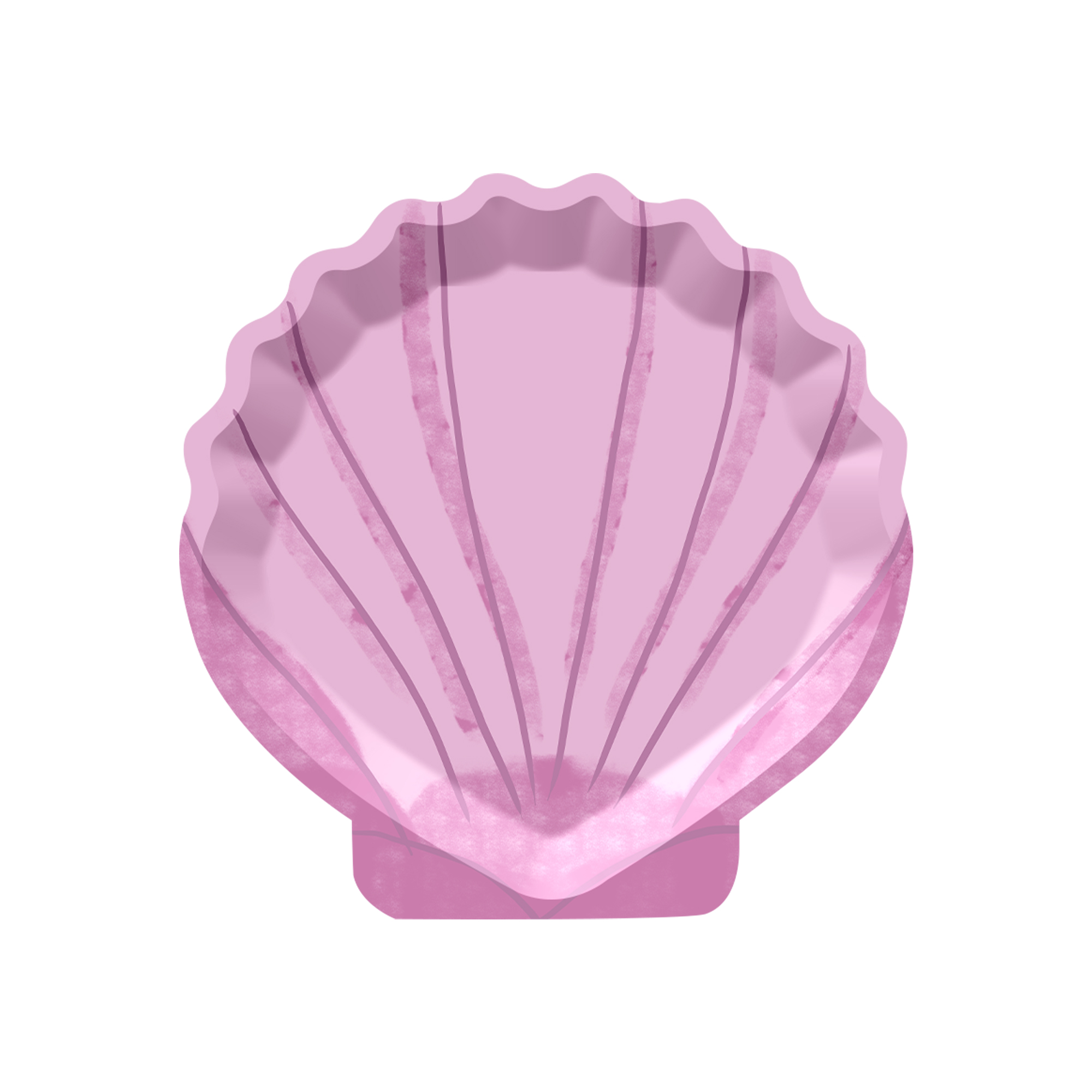 Mermaid Theme Shell Shape Dark Pink Dessert Plate