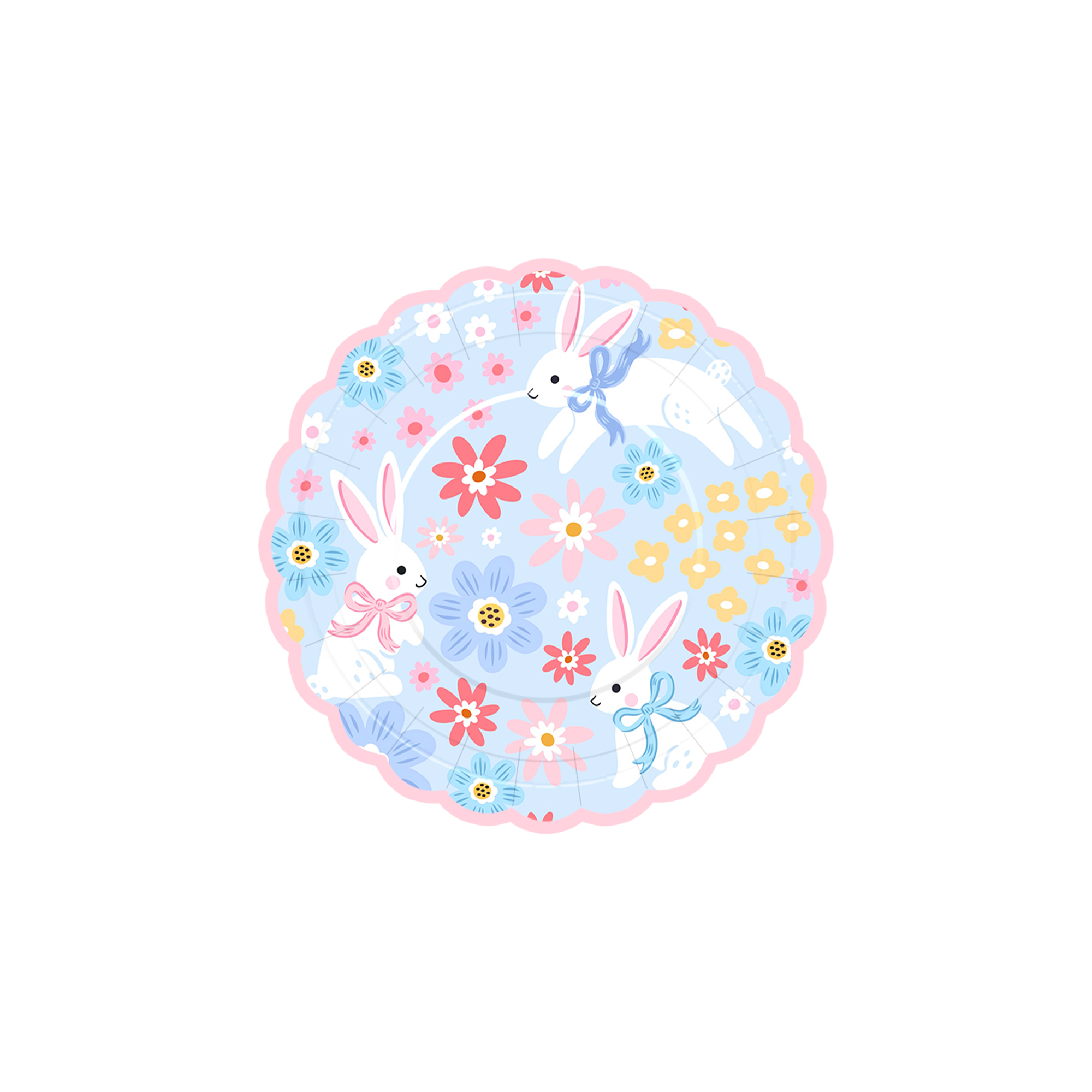 Easter Theme Lace Shape Light Blue Dessert Plate