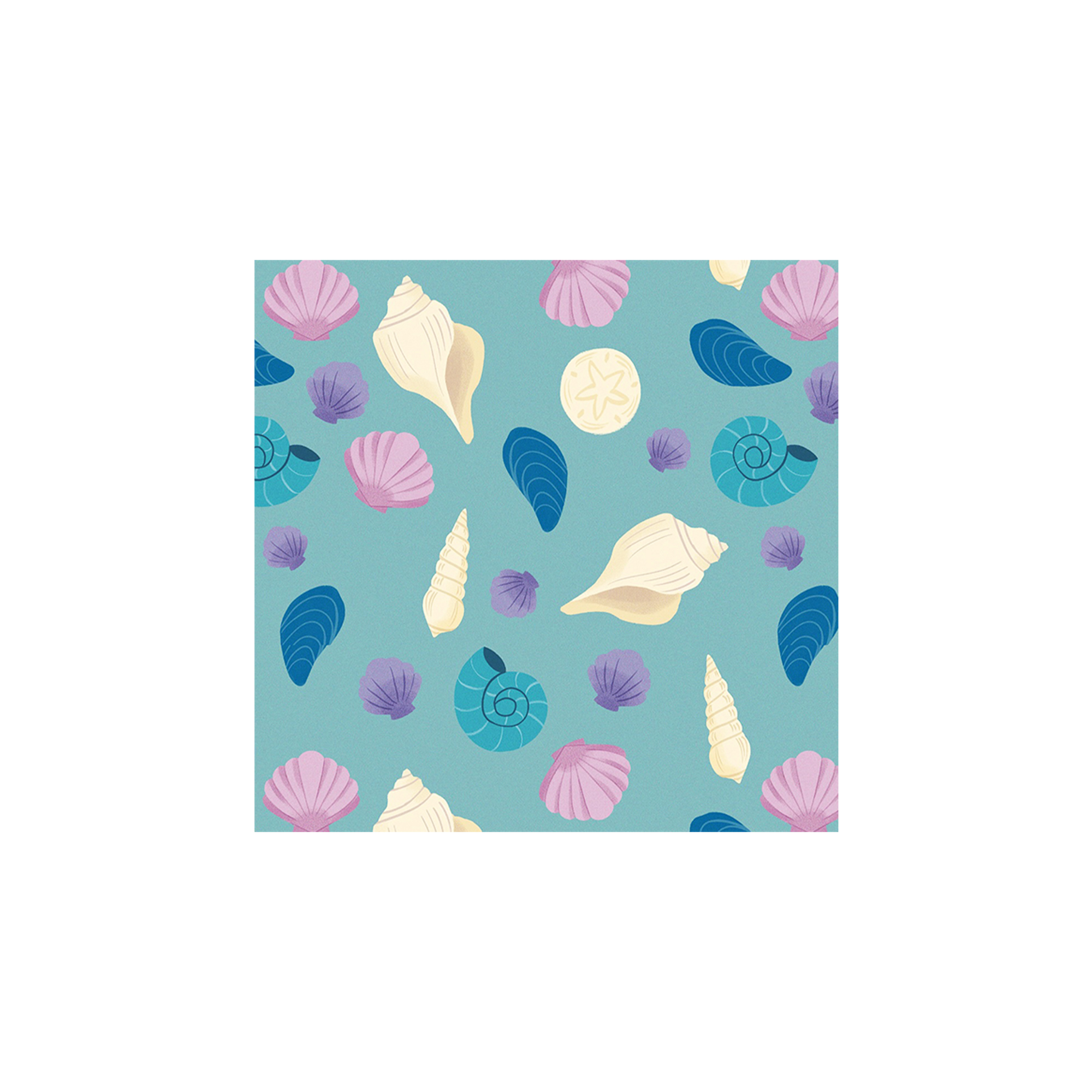 Mermaid Theme Green Color with Conch Napkin