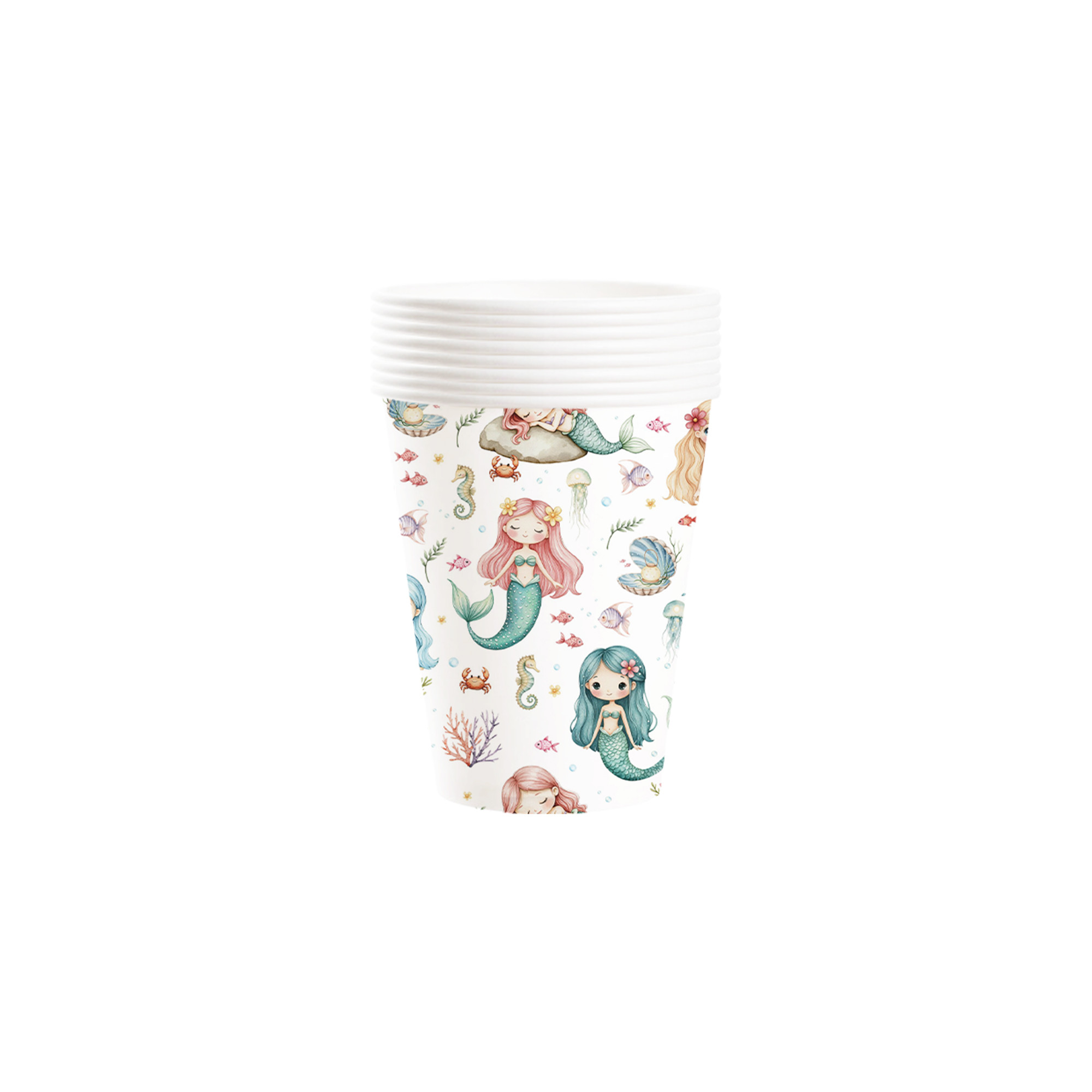 Mermaid Theme with Seahorse Jellyfish Paper Cup