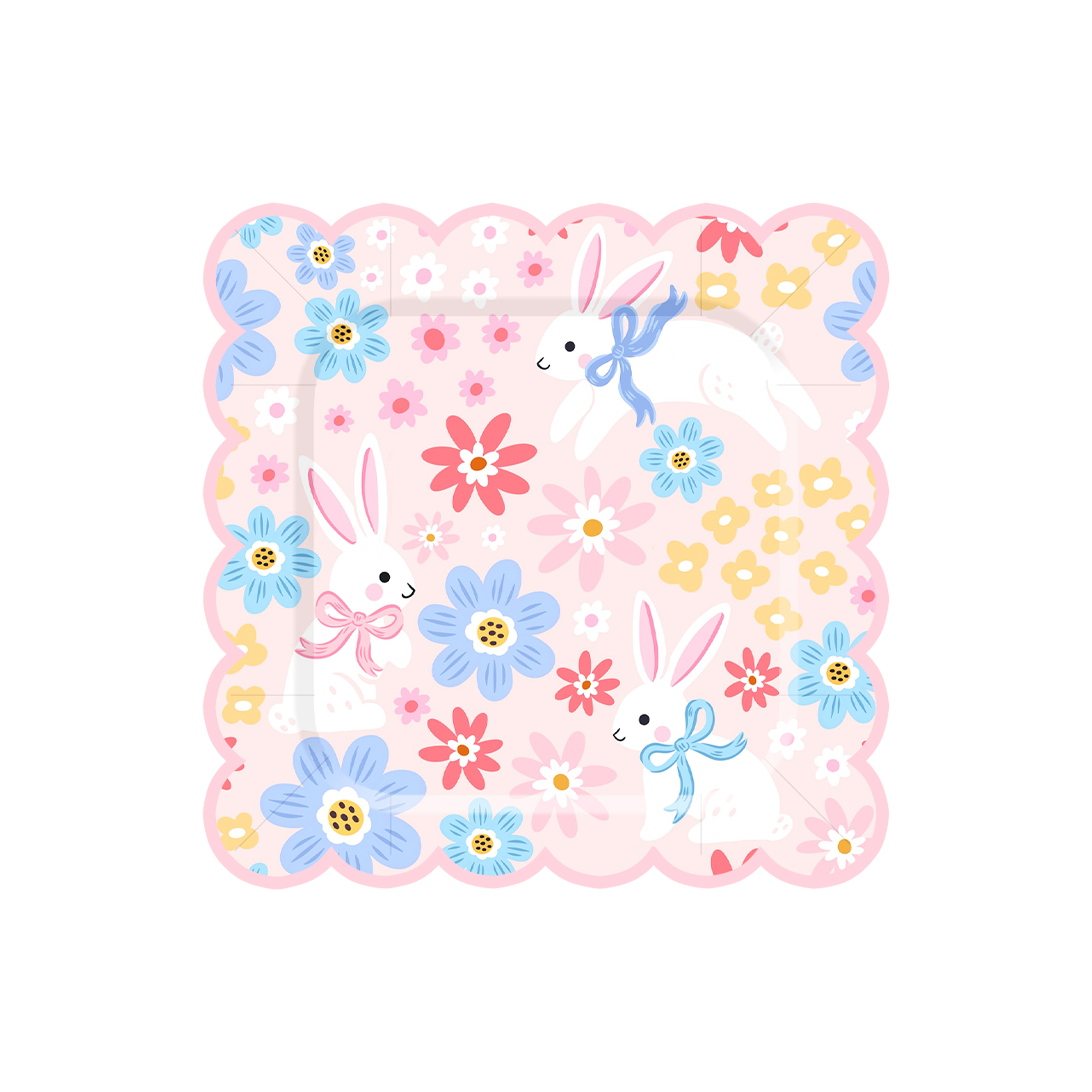Easter Theme Square Lace Shape Light Pink Dinner Plate