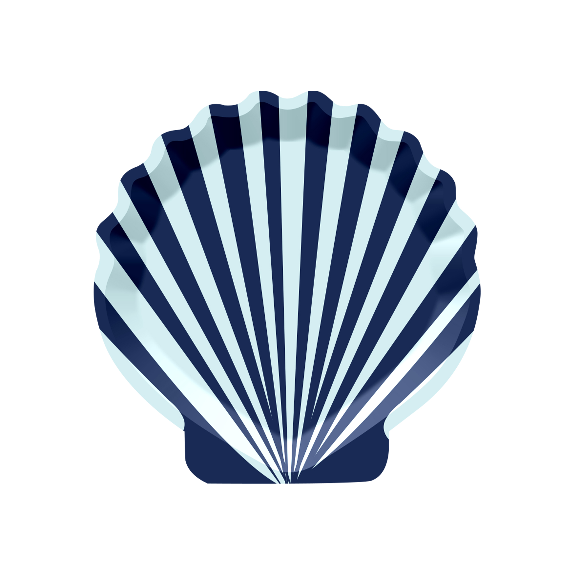 Mermaid Theme Shell Shape Stripes Pattern Dessert Plate