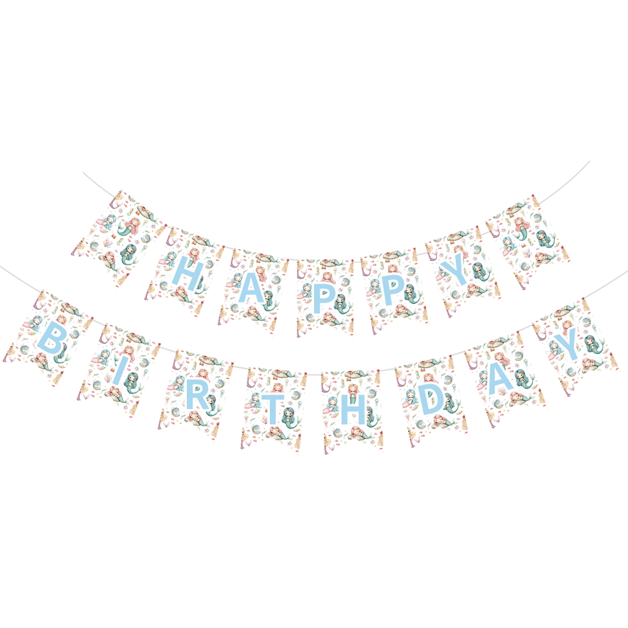 Mermaid Theme Happy Birthday Paper Banner