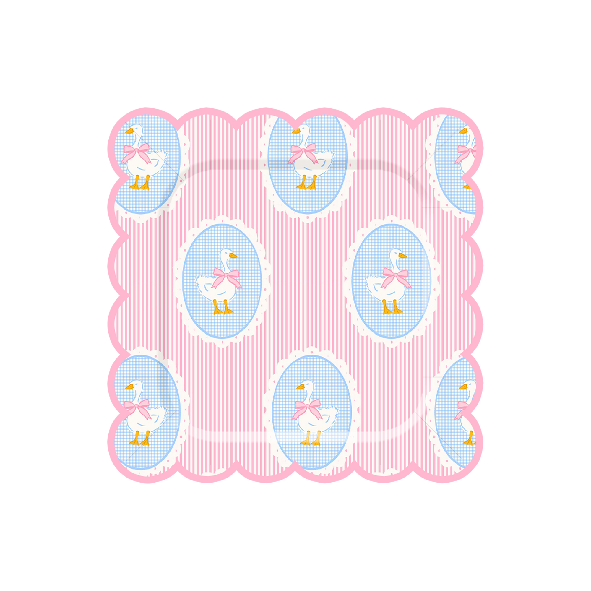 Animal Theme Square Lace Shape Pink Color Goose Dinner Plate