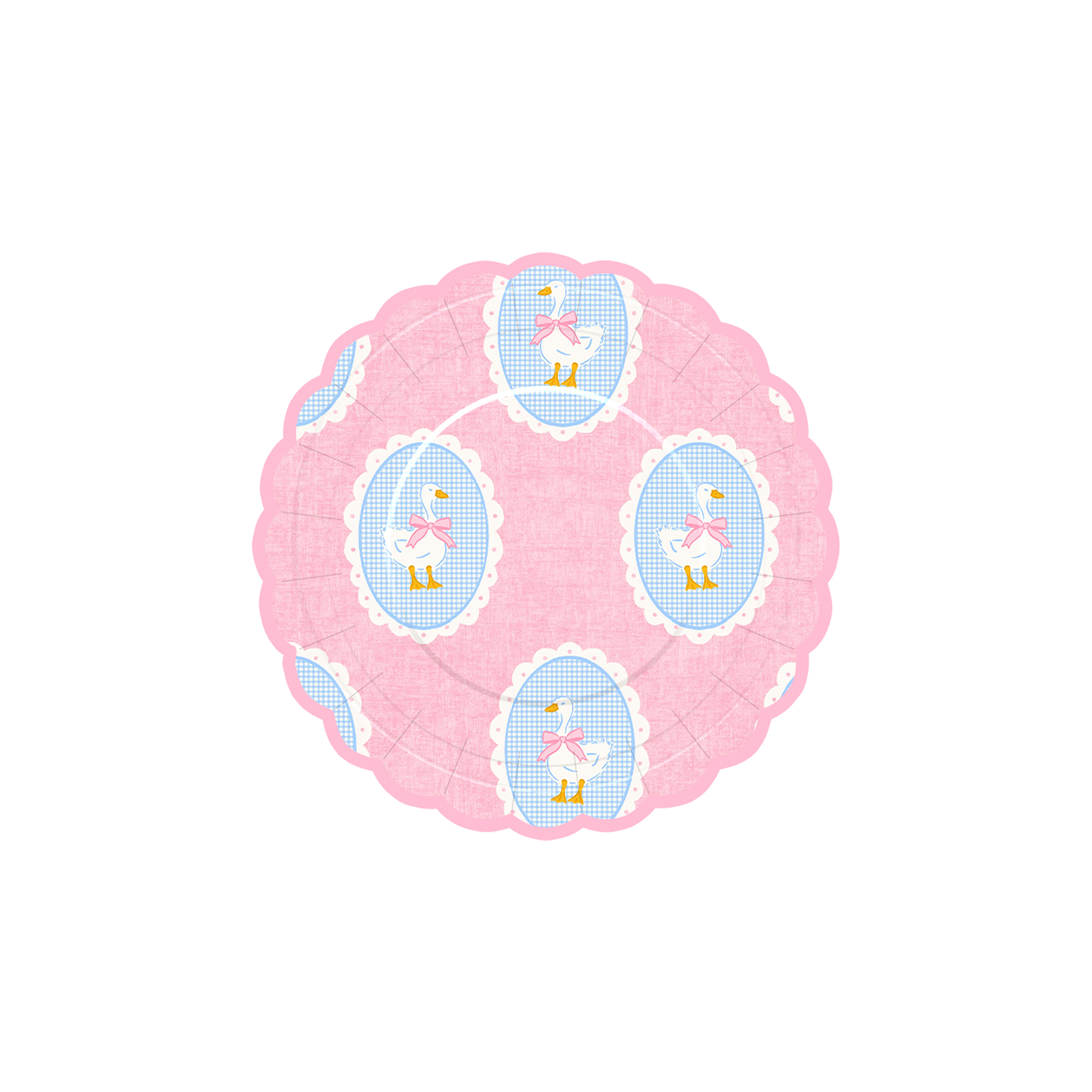 Animal Theme Lace Shape Pink Color Goose Dessert Plate