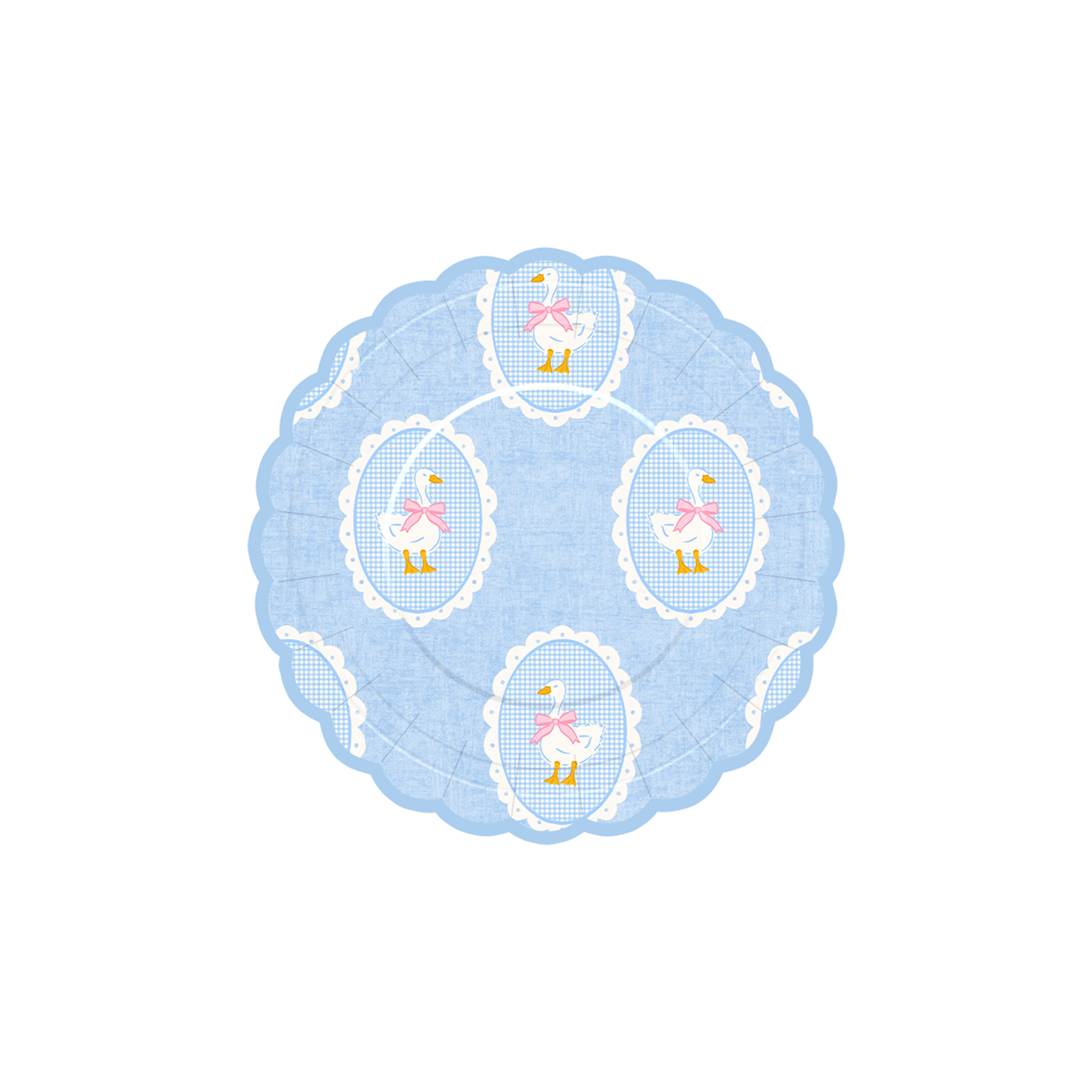 Animal Theme Lace Shape Blue Color Goose Dessert Plate