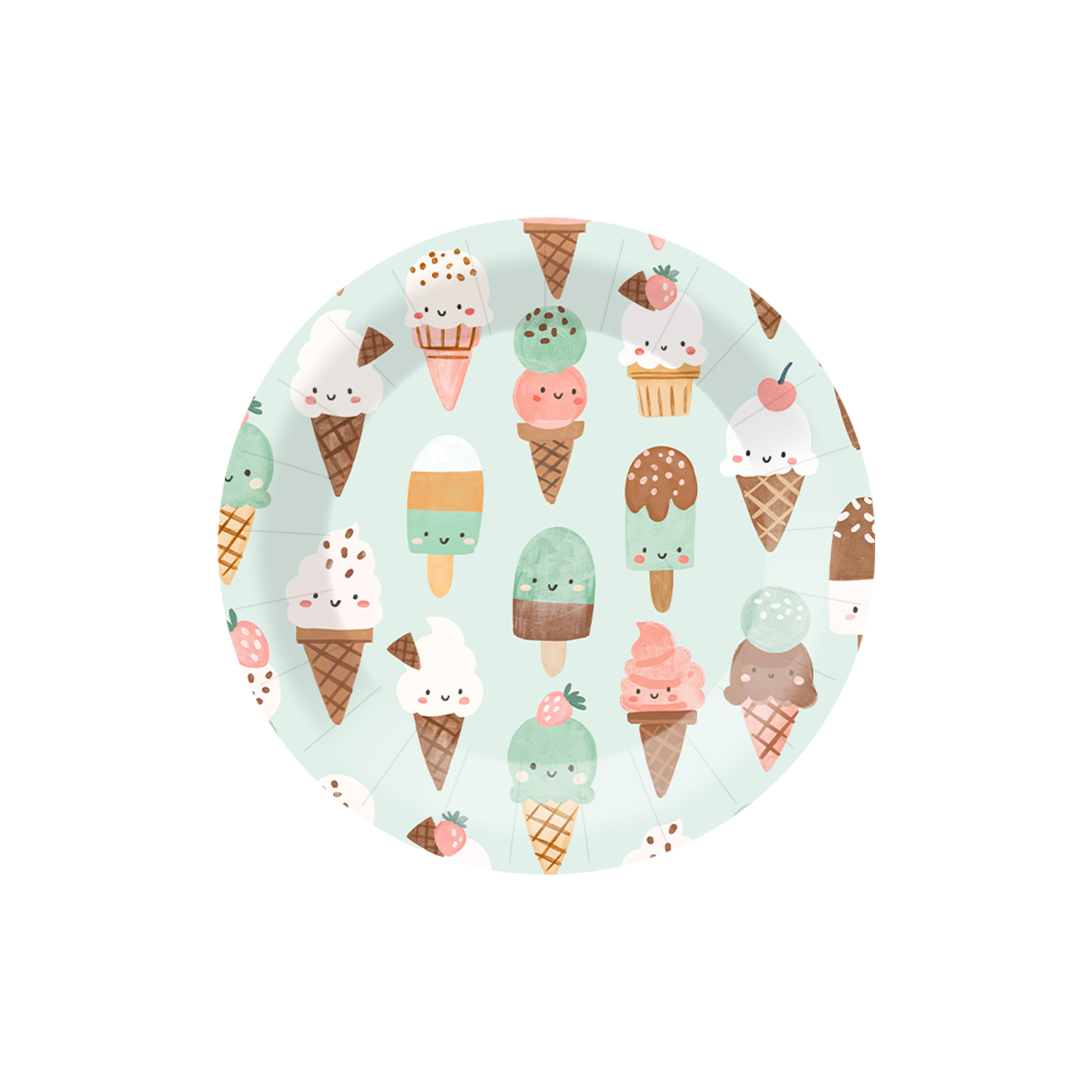 Summer Theme Round Shape Mint Green Dessert Plate