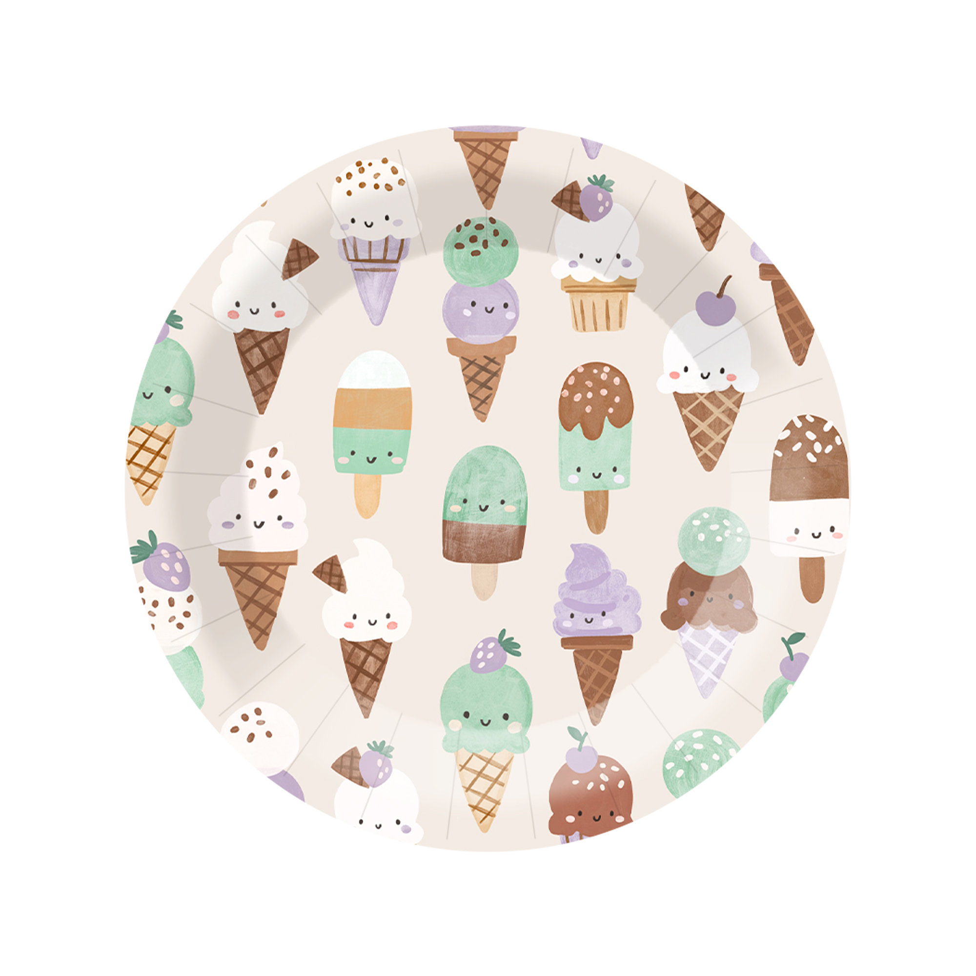 Summer Theme Beige Color Round Shape Dinner Plate