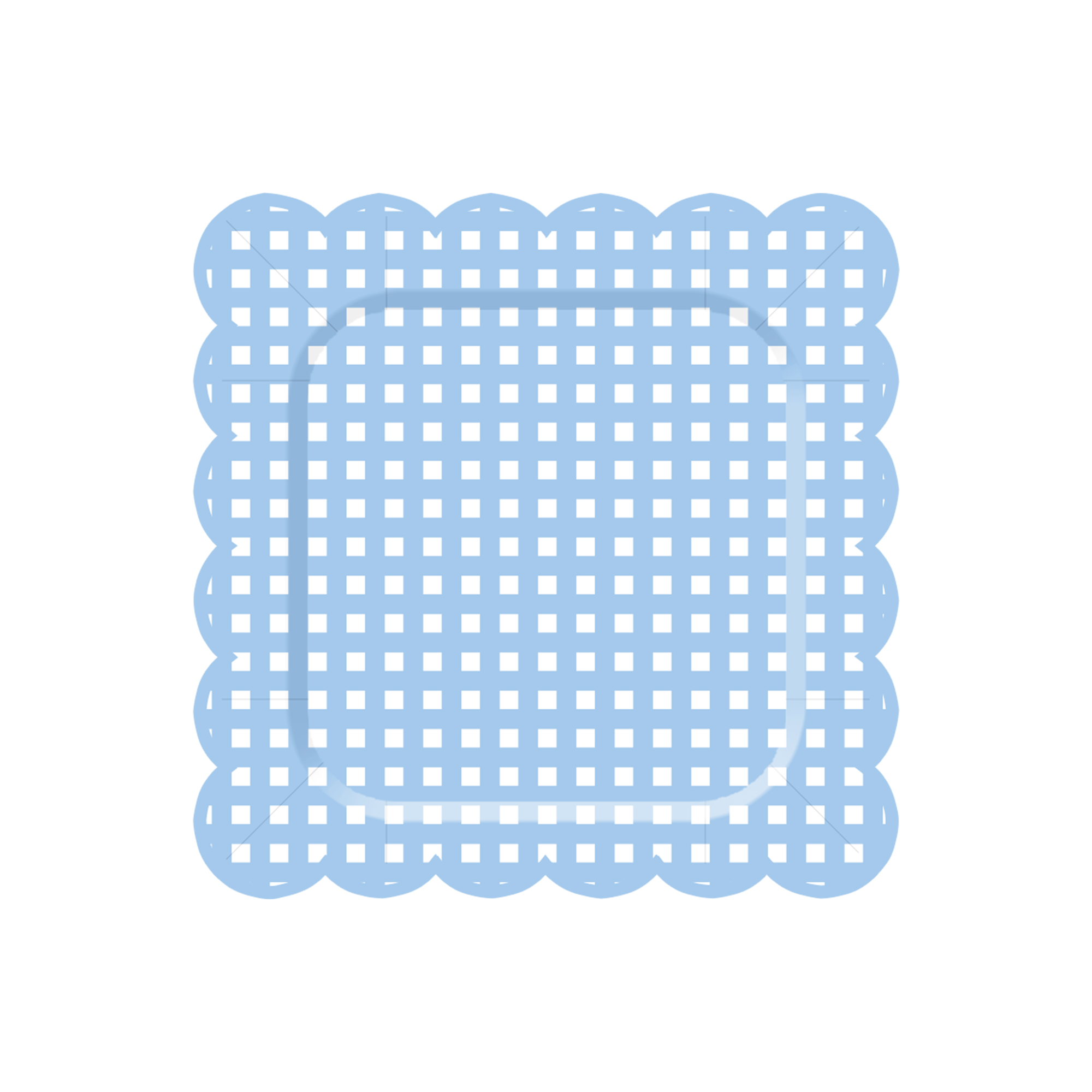 Animal Theme Square Lace Shape Blue Color Grid Dinner Plate