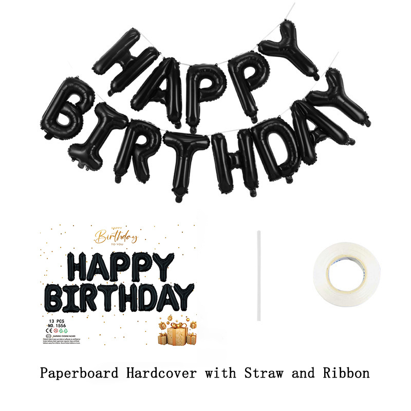 16 inch Black Letter Happy Birthday Foil Balloon
