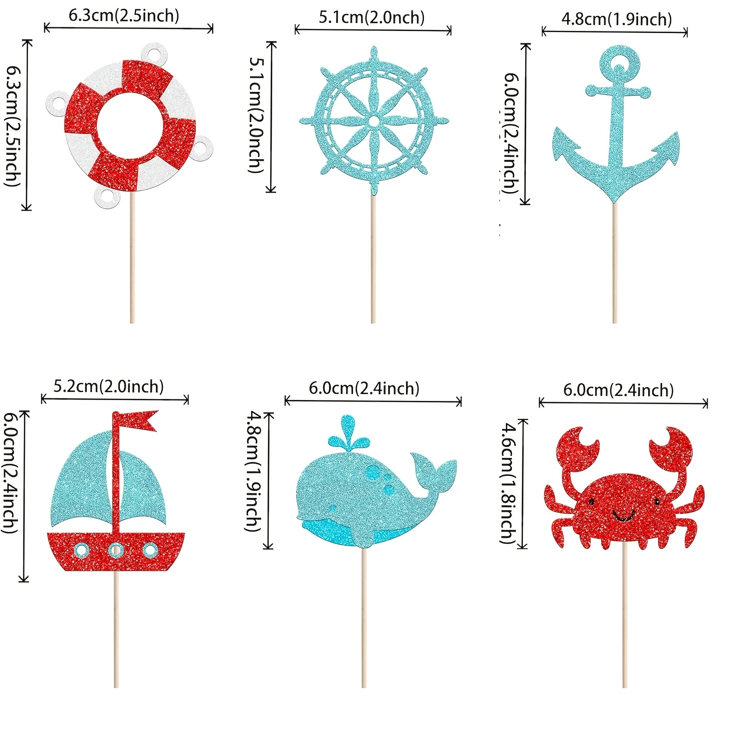 Birthday Theme Summer Nautical Cake Topper