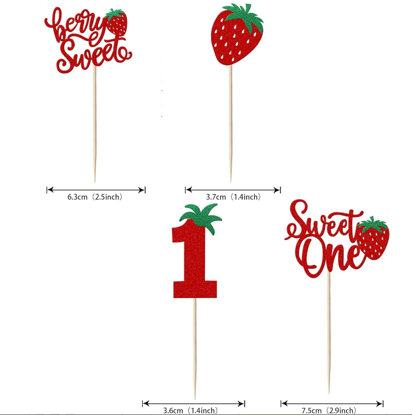 Straberry Theme Birthday Cake Topper
