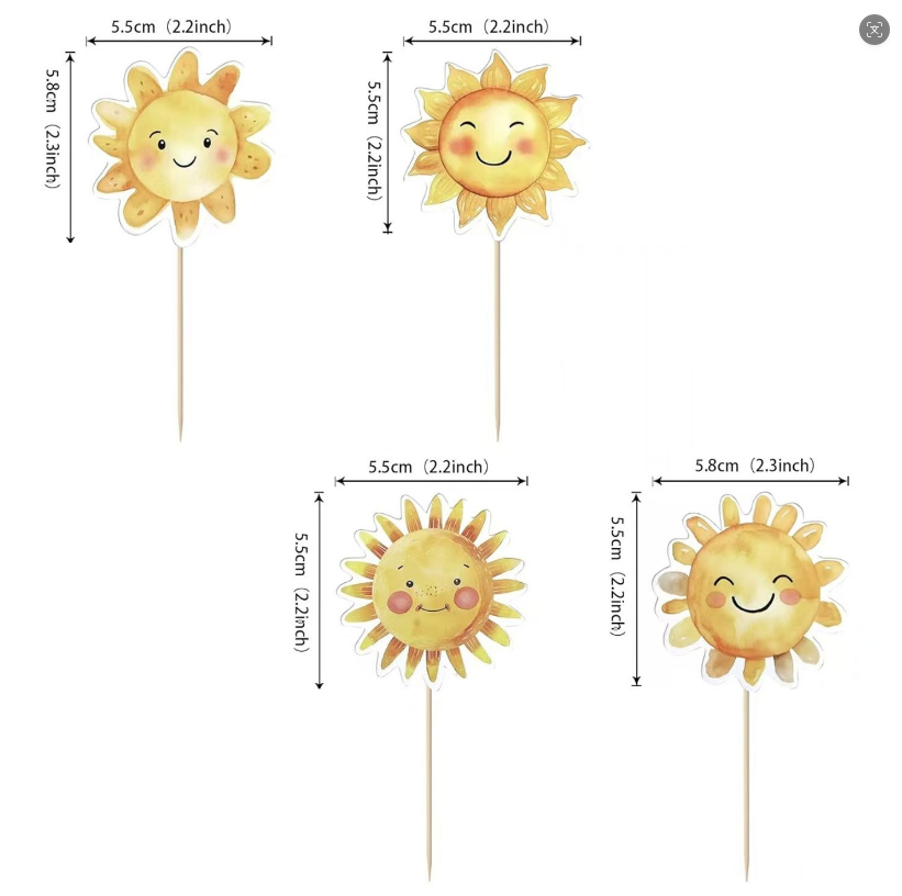 Birthday Theme Sun Smlie Cake Topper