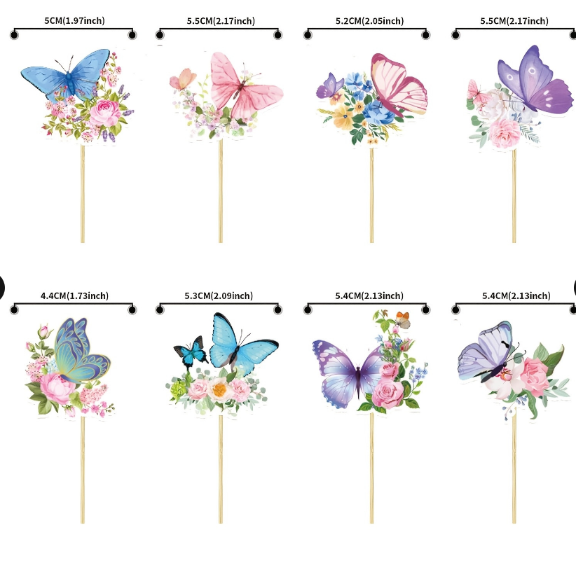 Floral Theme Small Butterfly Cake Topper