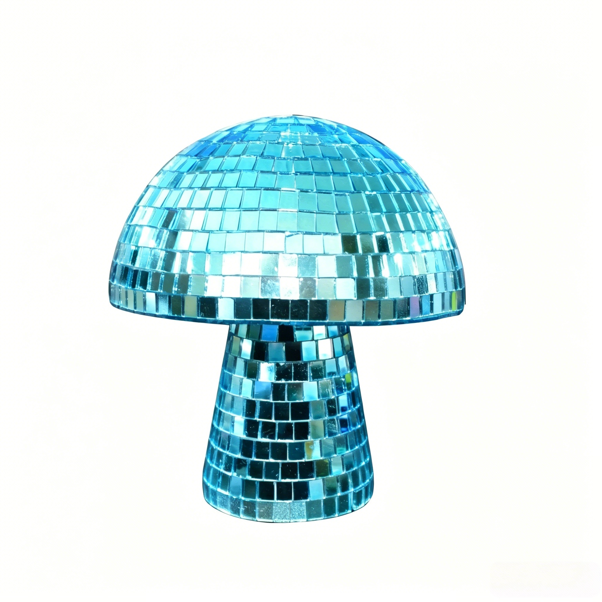 Sky Blue Mushroom Disco Ball Mosaic Glass Decor Lamp