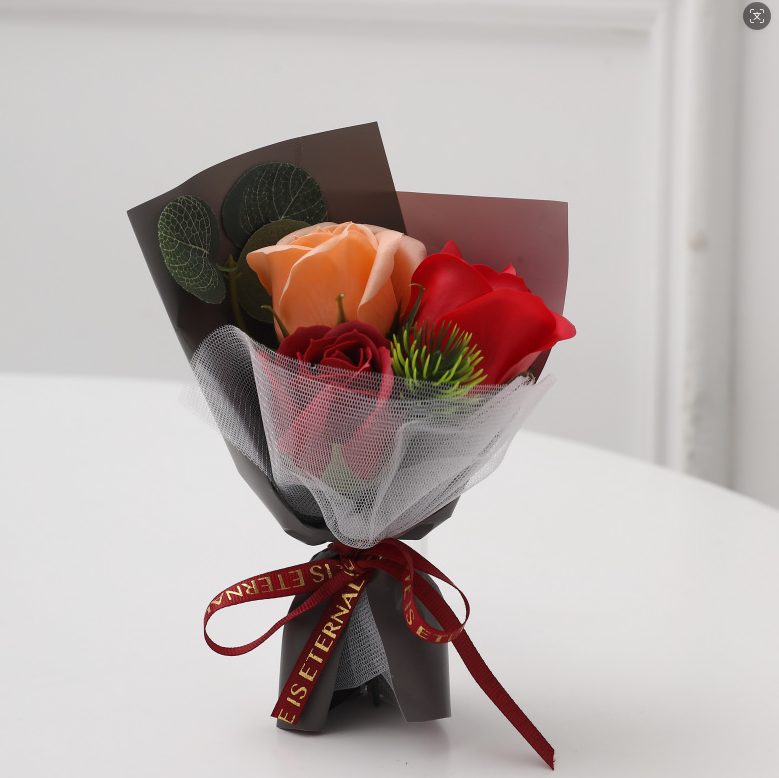 Finished Handmade New Dark Gray Mini Rose Soap Flower