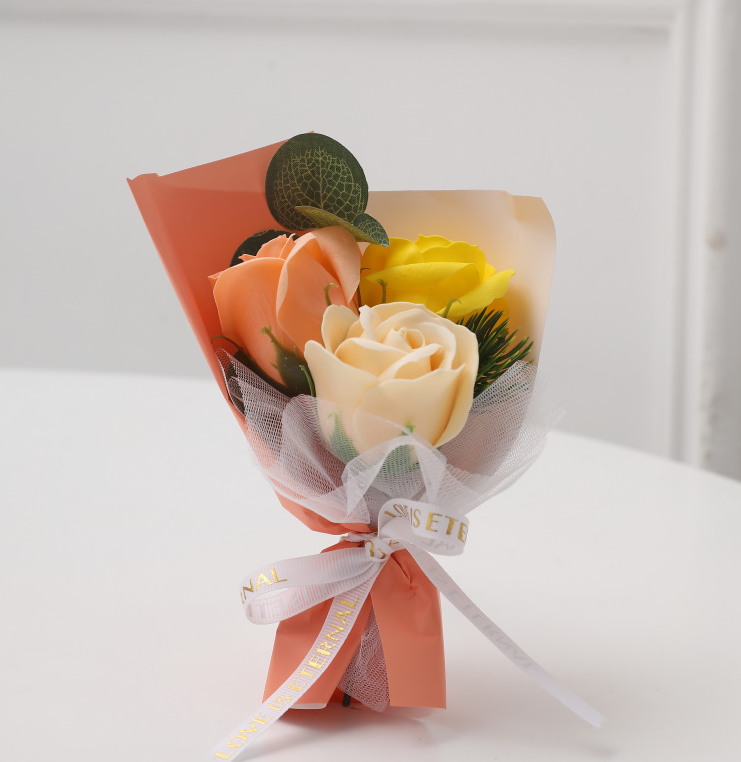 Finished Handmade New Orange Mini Rose Soap Flower