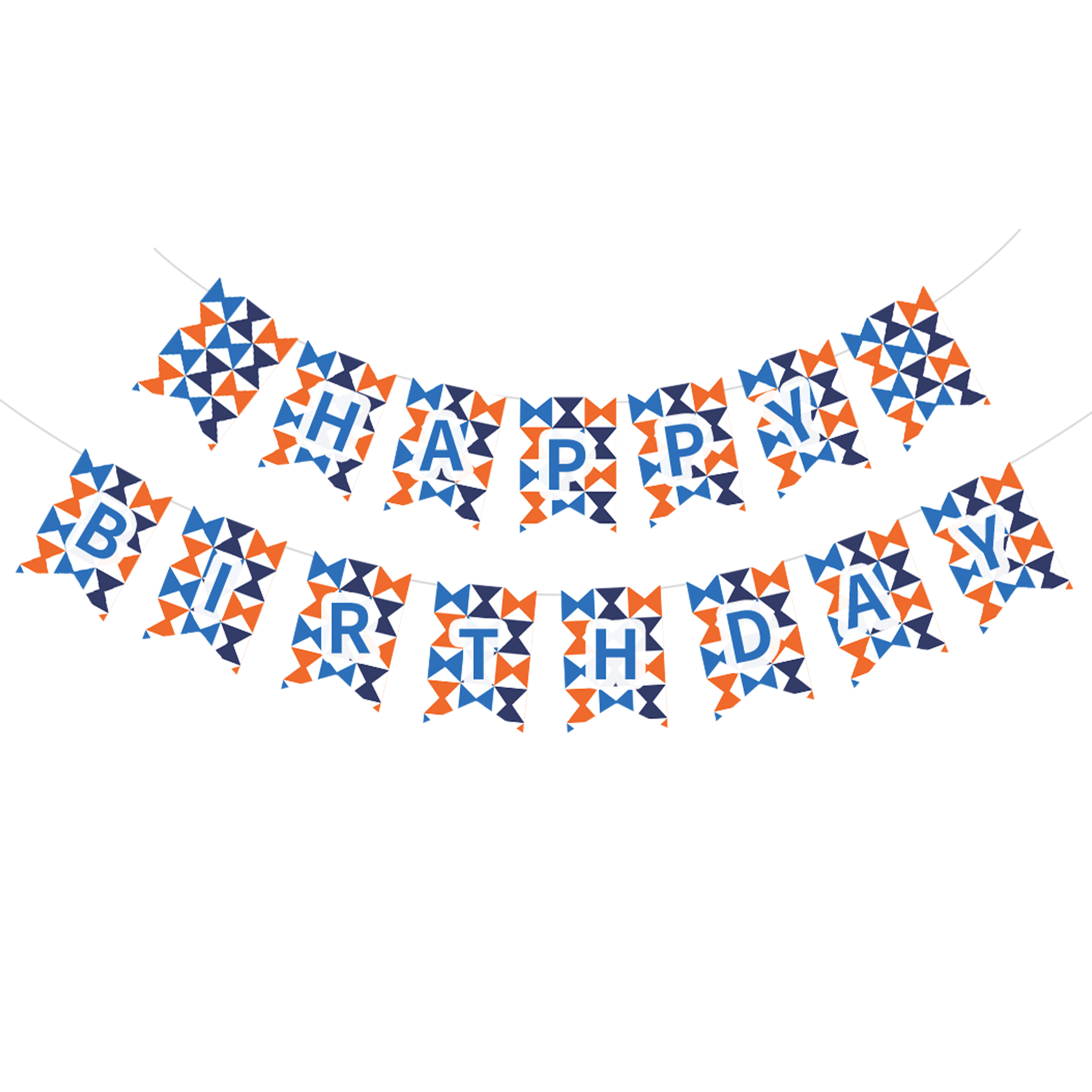 Sport Theme Grid Pattern Happy Birthday Paper Banner