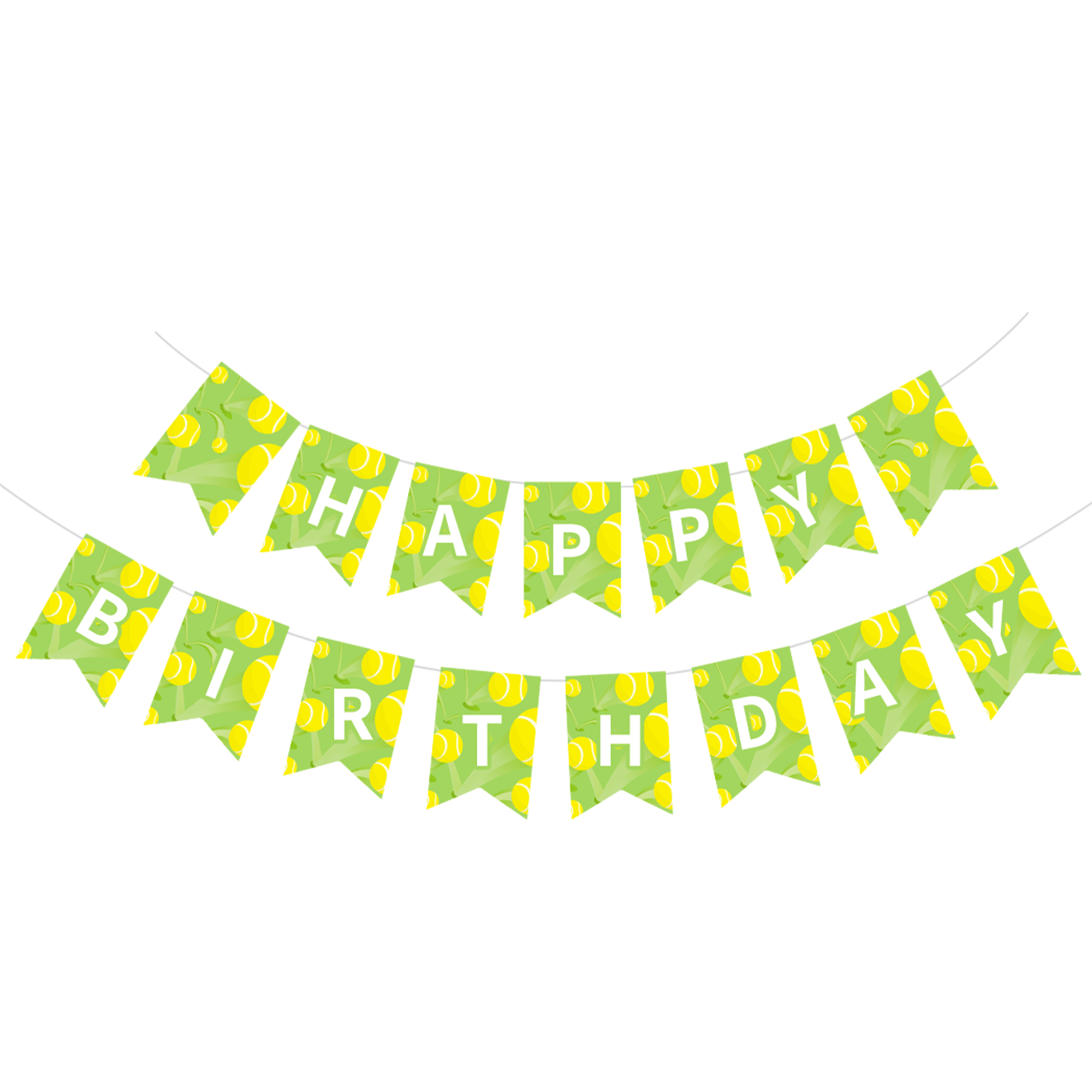 Sport Theme Tennis Pattern Happy Birthday Paper Banner