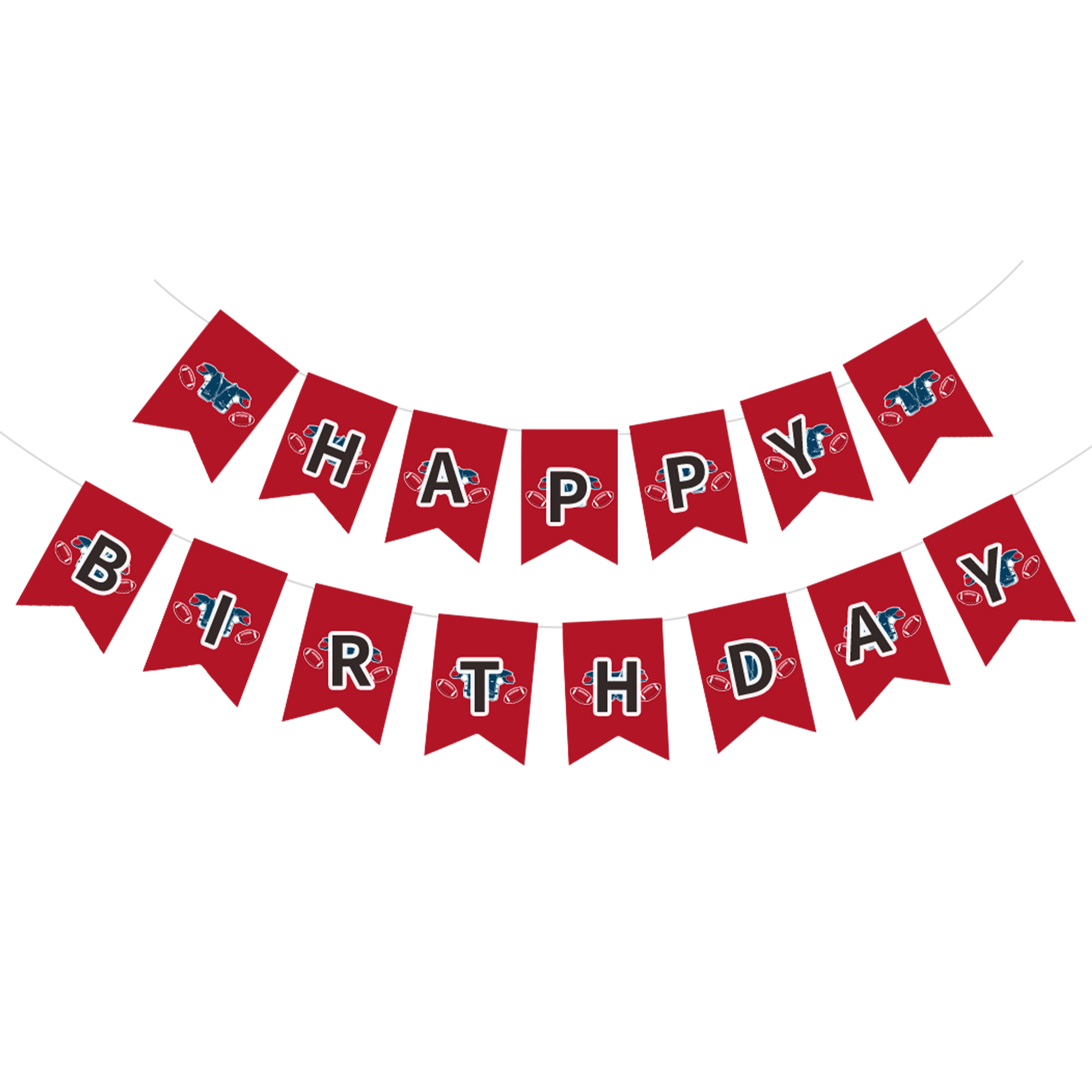 Sport Theme American Football Dark Red Happy Birthday Paper Banner